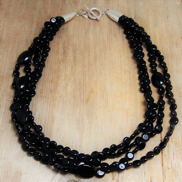 LC Lauren Conrad Jewelry - Jet Black Multi-Strand Beaded Necklace